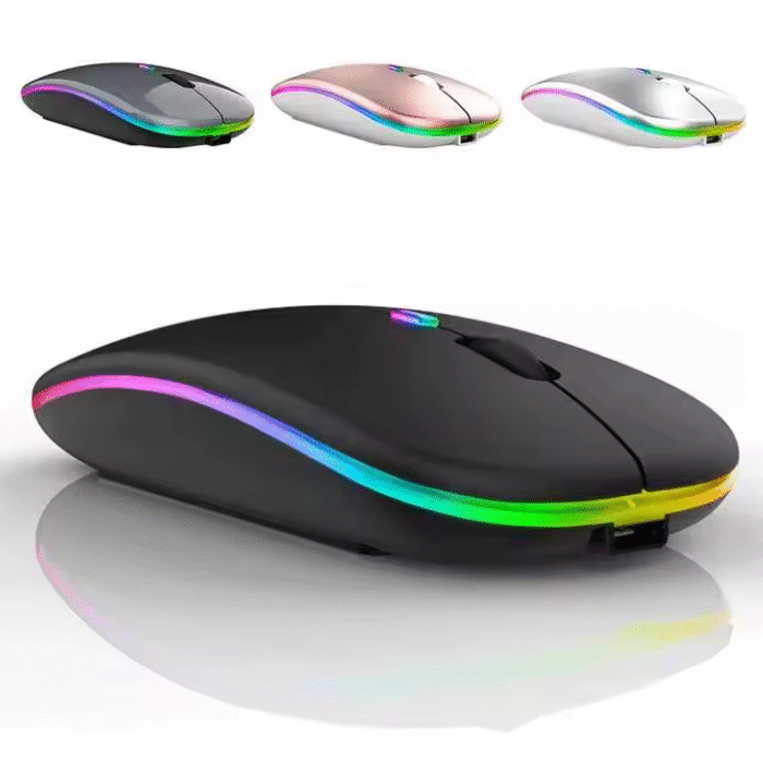 Mouse Inalambrico Recargable Luz Rgb (0182) - Imagen 1