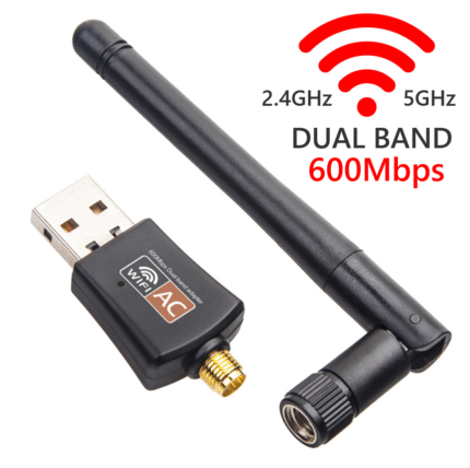 Receptor Wifi Usb 600Mbps Ac600 Con Antena (0138)