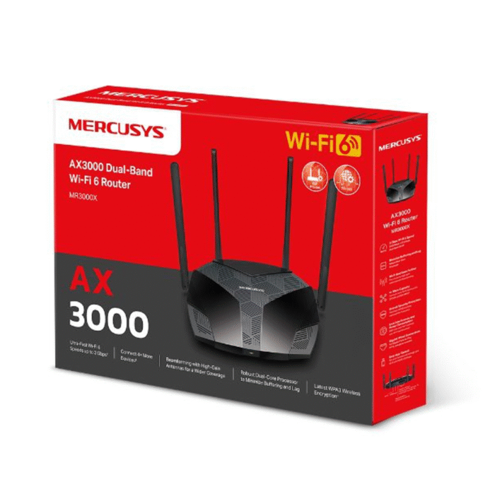 Router Mercusys Mr80X Ax3000 Wifi 6 Dual Band Gigabit (0962) - Imagen 1