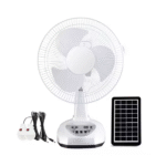 Ventilador Recargable 12 Pulgadas, Bombillos, Panel Solar (0507	)