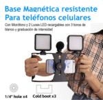 Estabilizador De Telefono Jaula Con Luz Led Y Microfono (1045) - Imagen 2